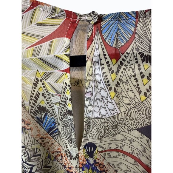 Love 21 Womens Lined Geometric Midi Dress Bohemian Babydoll Flowy Feminine Large - Picture 6 of 15